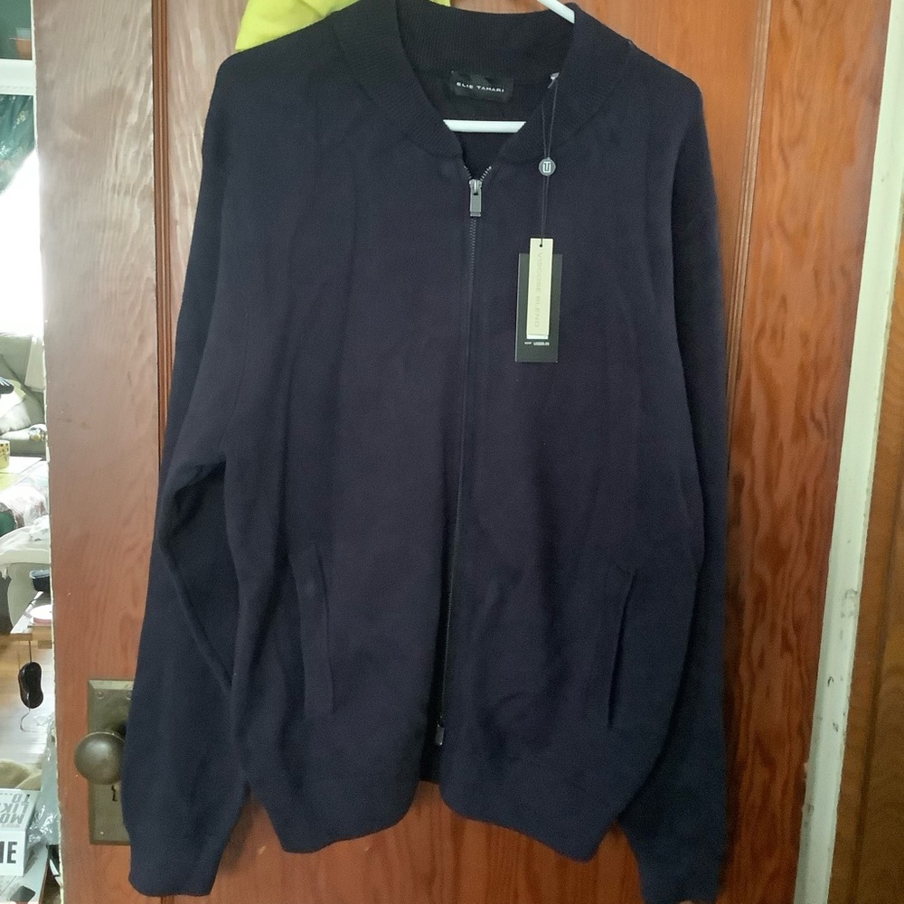 Elie Tahari Deep Navy Zip-Up Sweater